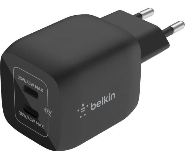 BELKIN podwójna ścienna 45W USB-C GAN z PPS czarna WCH011vfBK - 1121654 - zdjęcie 2